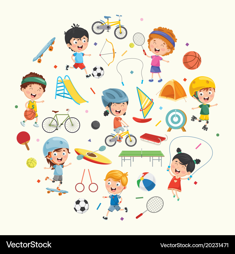 Children's Sports and Play Equipment Vector Image