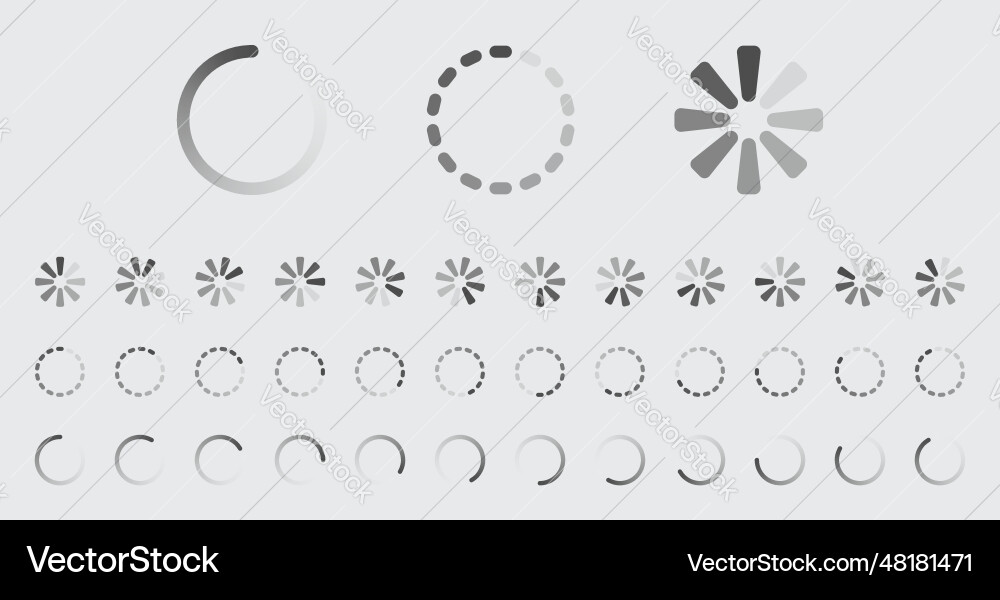 Circular loading buffering icons set Circular loading buffering icons set Vector Image