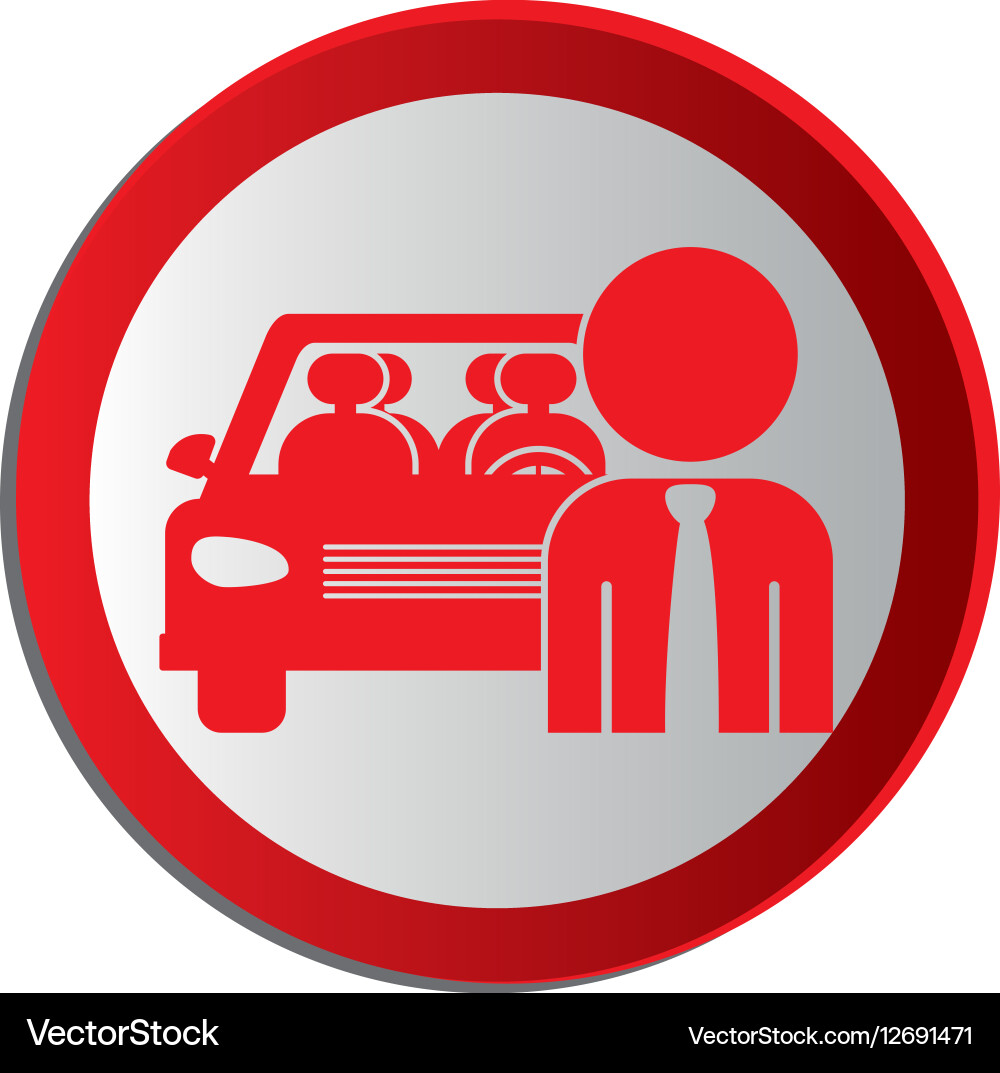 Circular shape with driver and vehicle vector image
