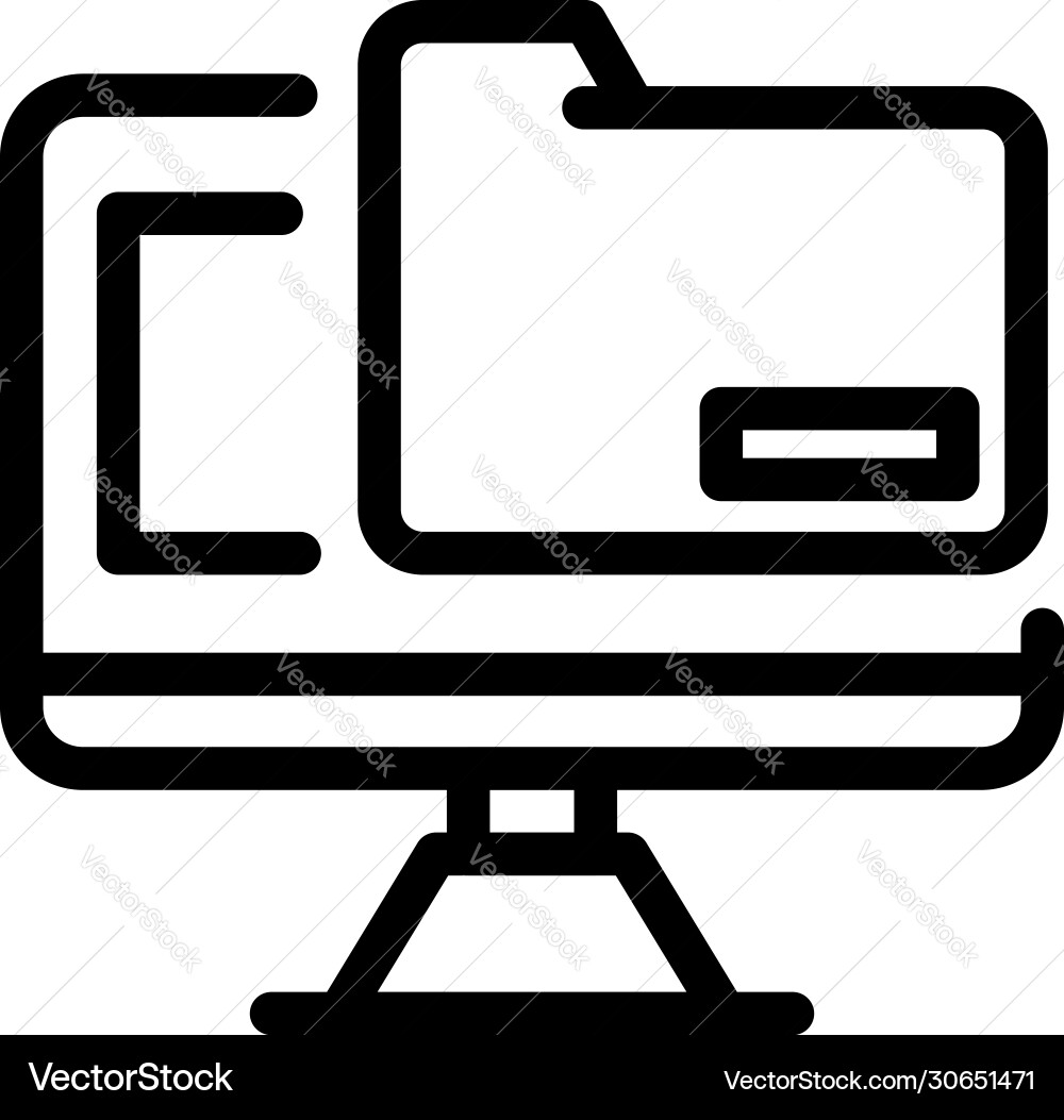 Computer file folder icon outline style Vector Image