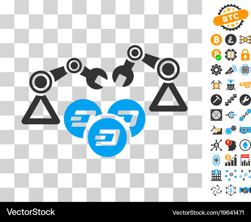 Dash mining robotics icon with bonus Vector Image