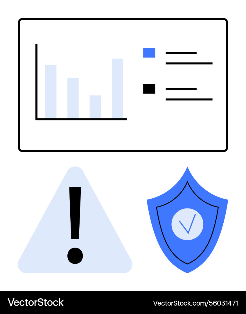 Data analysis chart with exclamation warning Data analysis chart with exclamation warning vector image