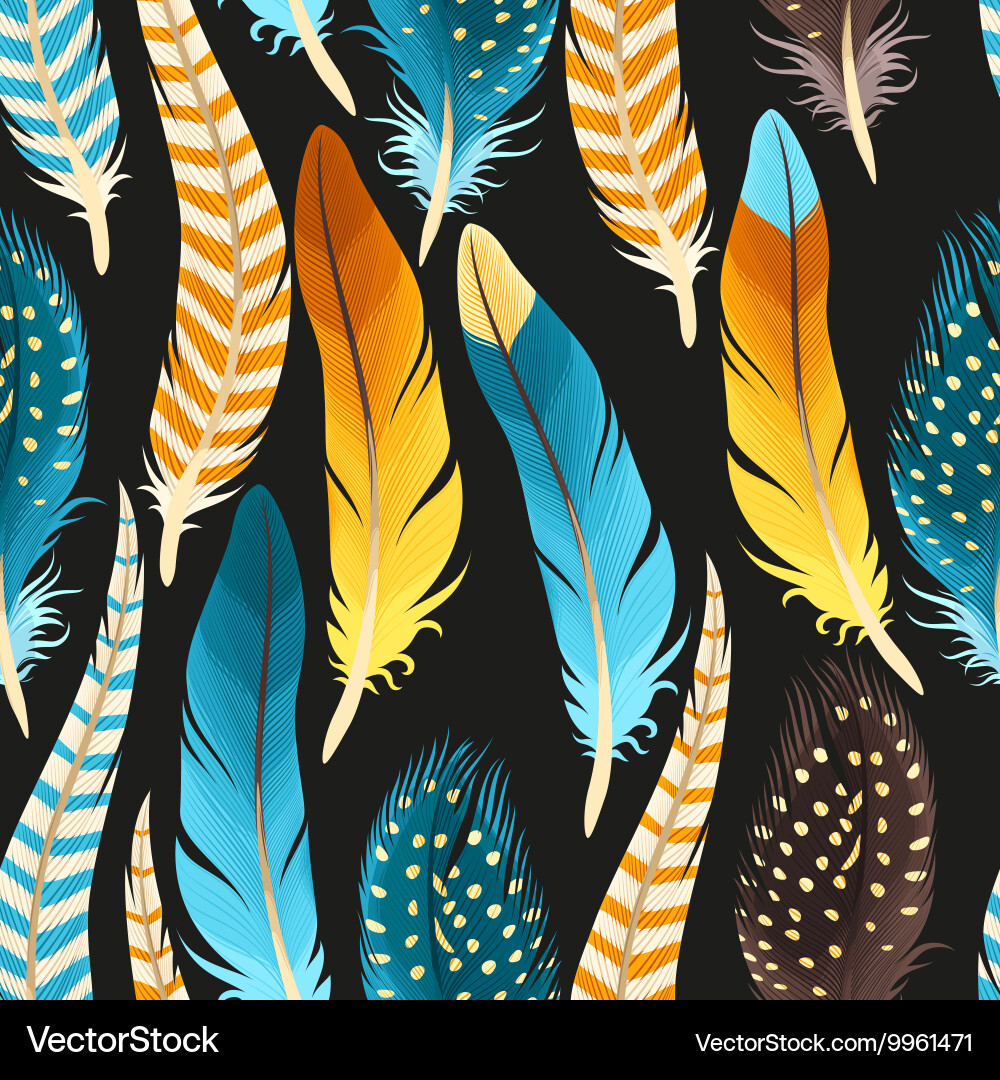 Decorative feathers seamless Royalty Free Vector Image