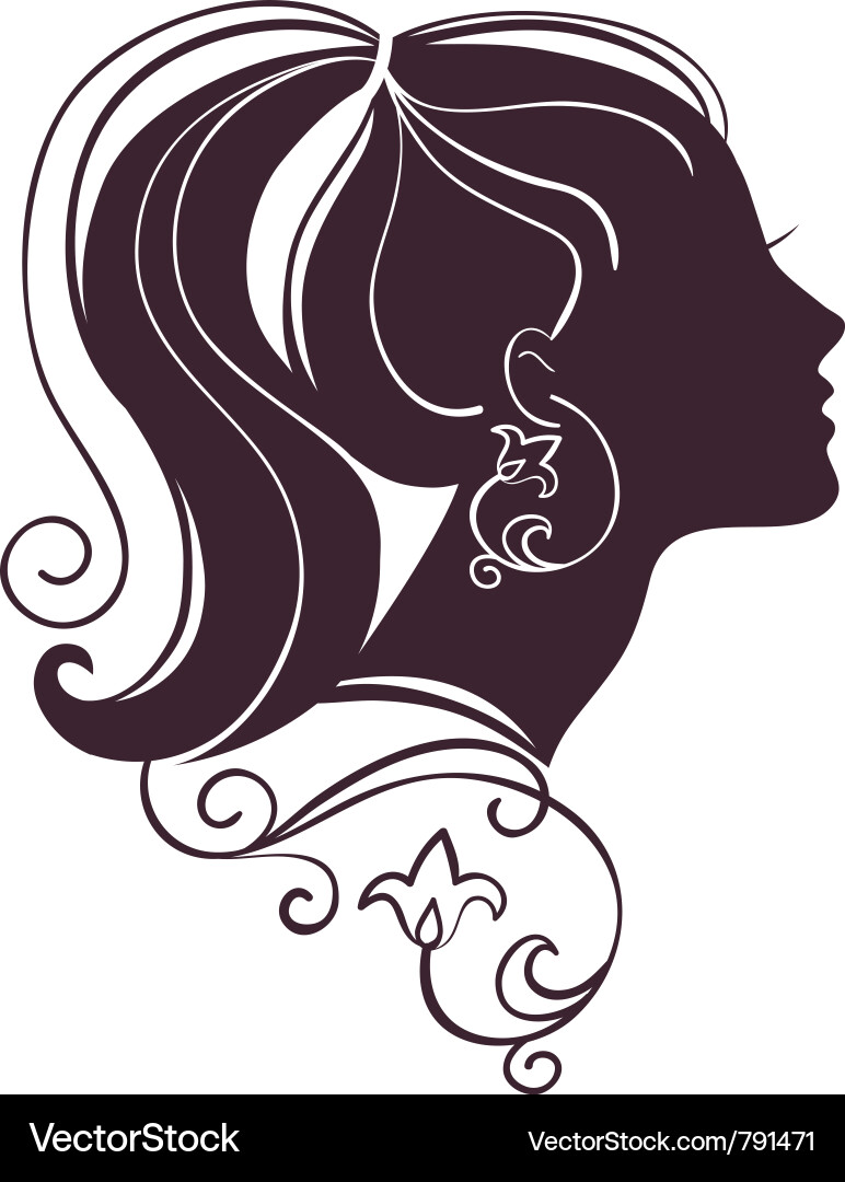 Elegant Woman Silhouette with Floral Accents Vector Image