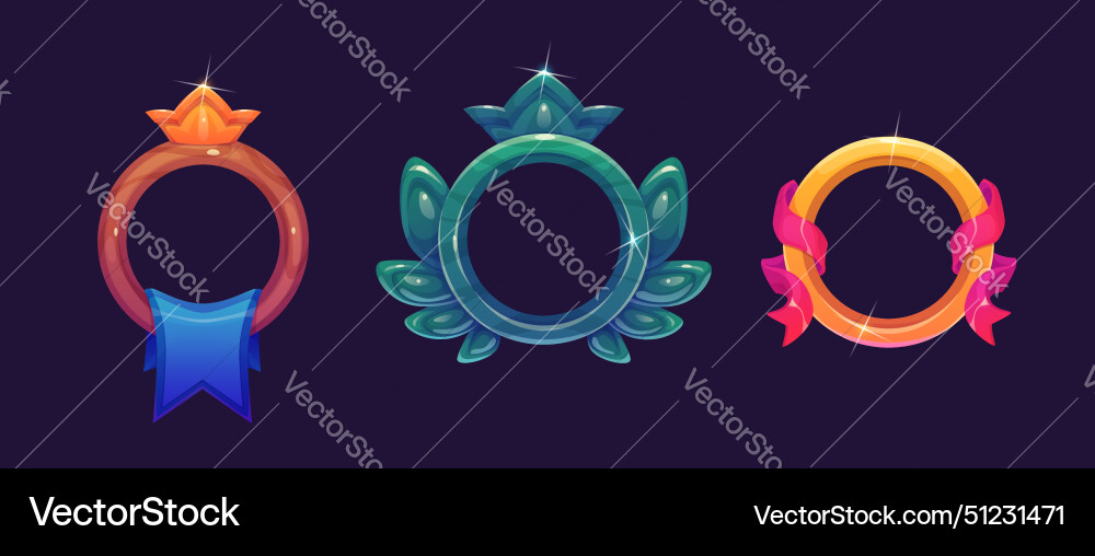 Gold circle avatar badge icon for ui game design Gold circle avatar badge icon for ui game design vector image