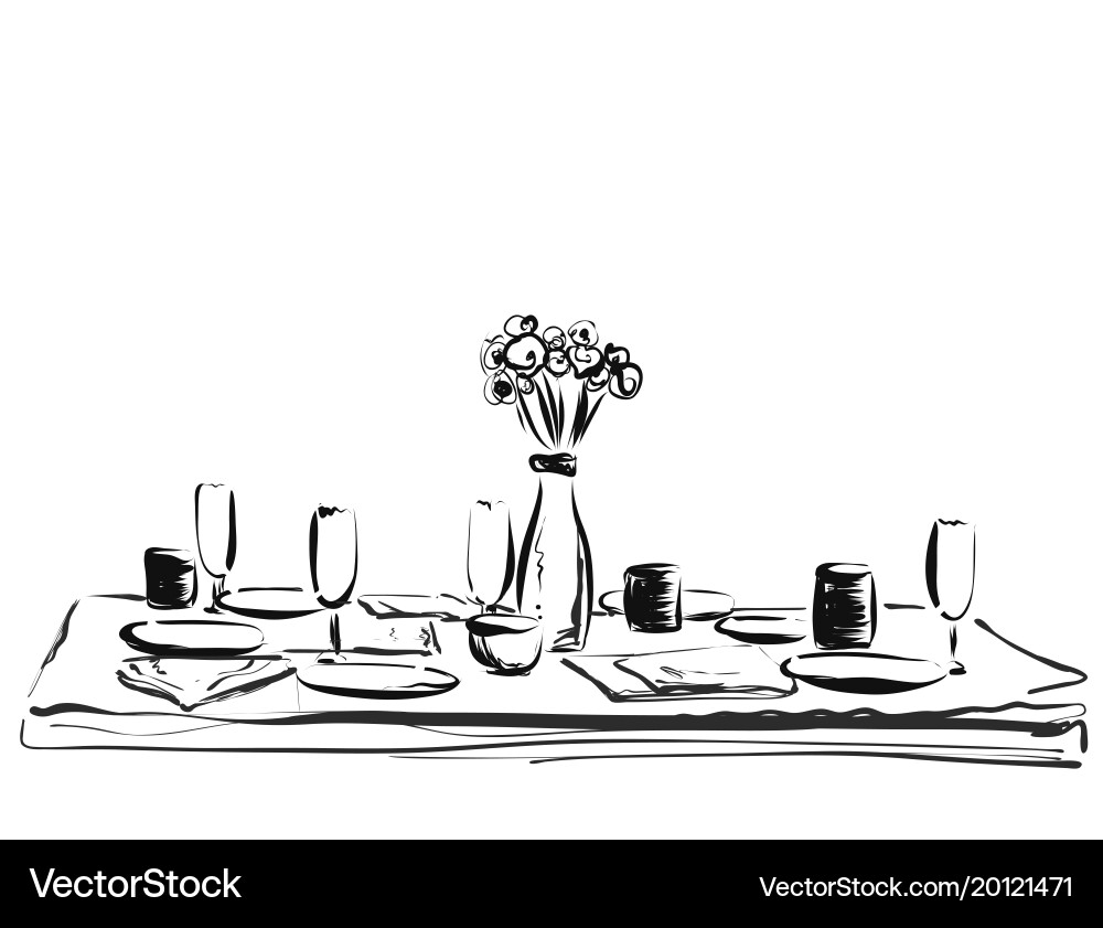 Hand Drawn Table Setting Sketch vector image
