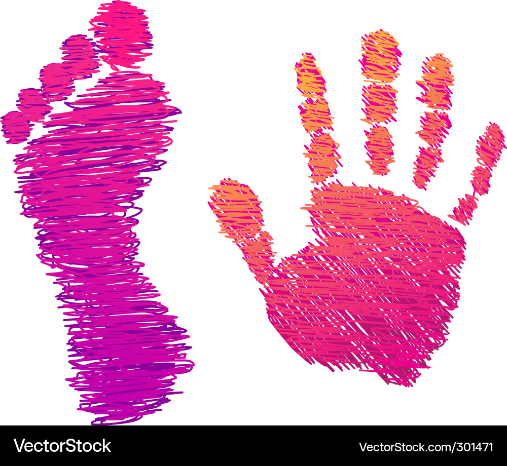 Hand Prints & Footprints Vector Image