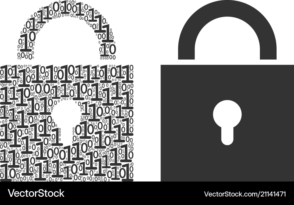 Lock collage of binary digits Lock collage of binary digits vector image