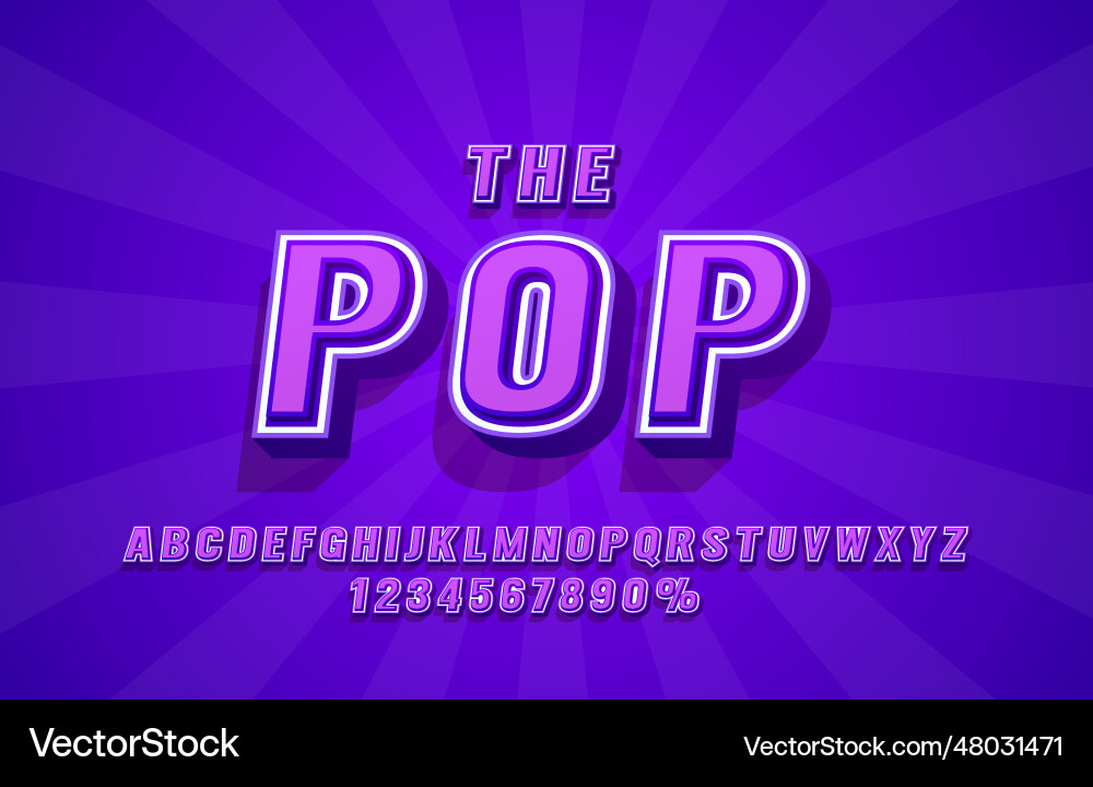 Pop retro font set collection letters and numbers Pop retro font set collection letters and numbers Vector Image
