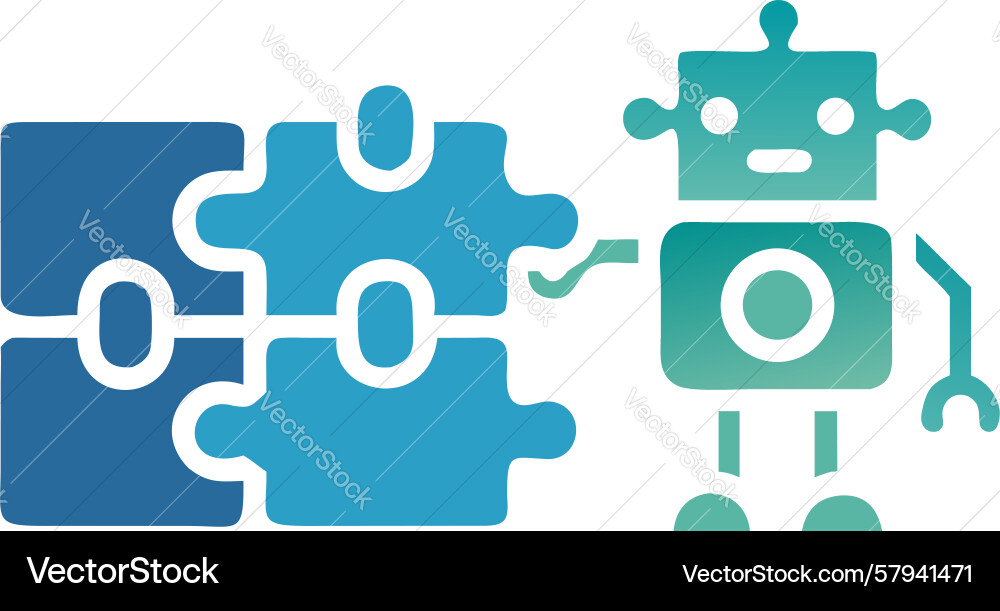 Robotic Puzzle Connection Vector Image