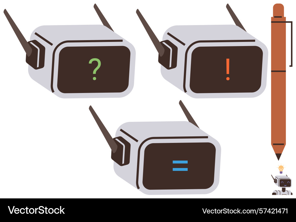Robots displaying symbols for question Robots displaying symbols for question vector image