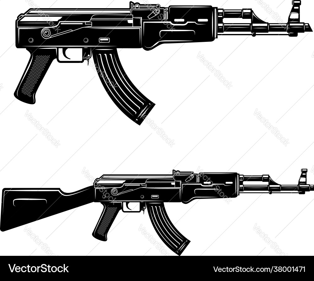 Set assault rifle design element for logo Set assault rifle design element for logo vector image