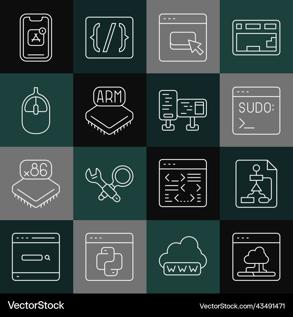 Set line cloud technology data transfer flowchart Set line cloud technology data transfer flowchart vector image