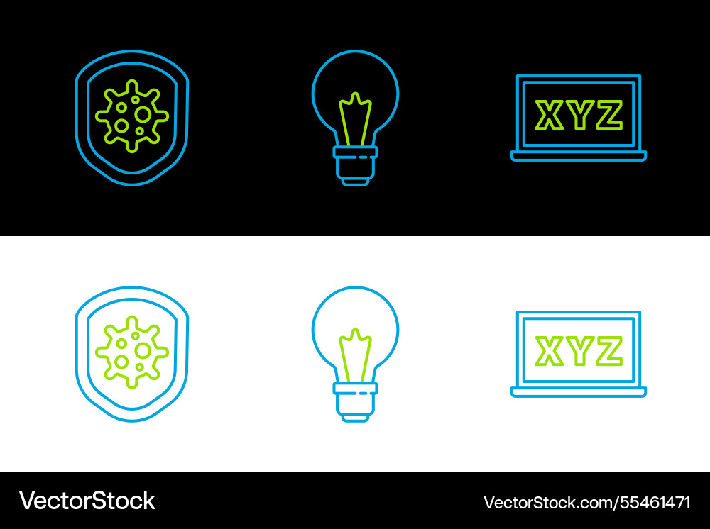 Set line xyz coordinate system shield protecting vector image
