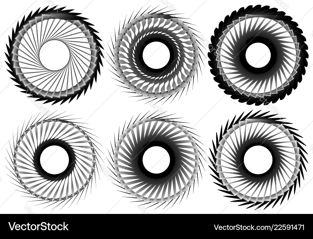 Set of 6 circular geometric element abstract Vector Image