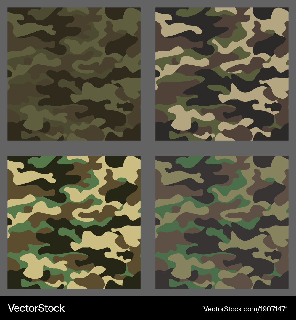 Set of camouflage seamless patterns background Vector Image