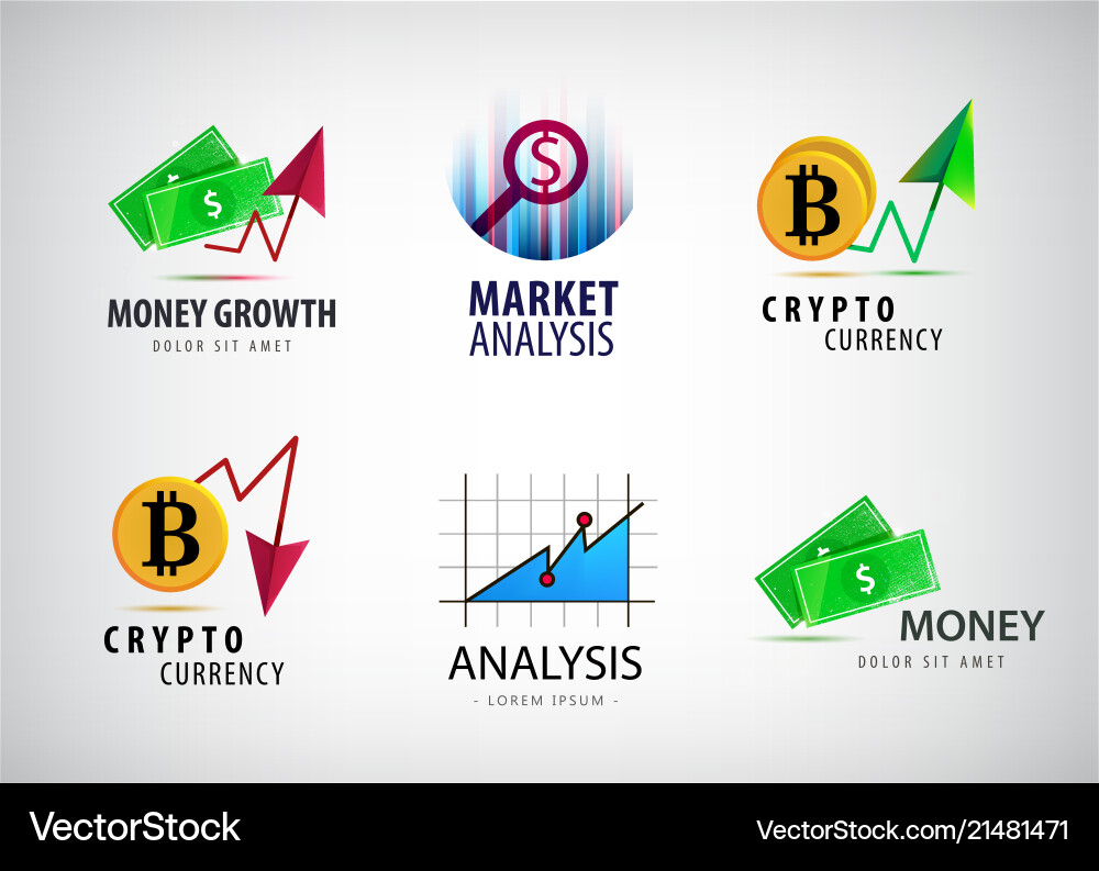 Set of financial crypto currency logos – Royalty-Free Vector | VectorStock