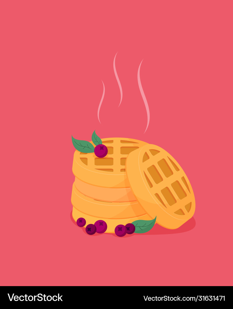 Waffle in flat design style isolated on color Vector Image