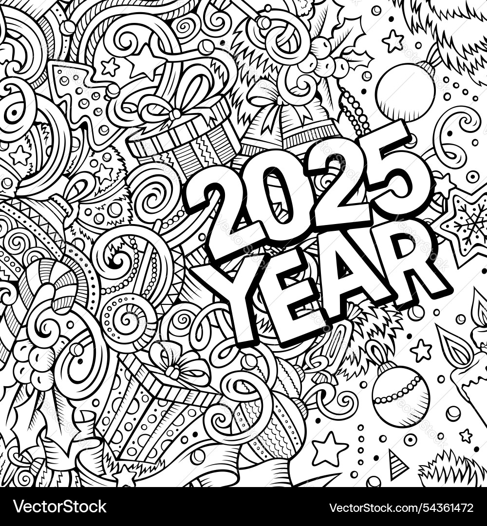 2025 doodles new year objects and elements design 2025 doodles new year objects and elements design Vector Image