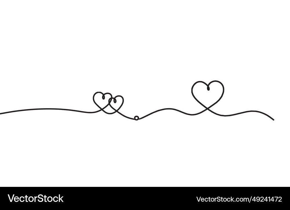 Abstract hearts with heart as continuous line vector image