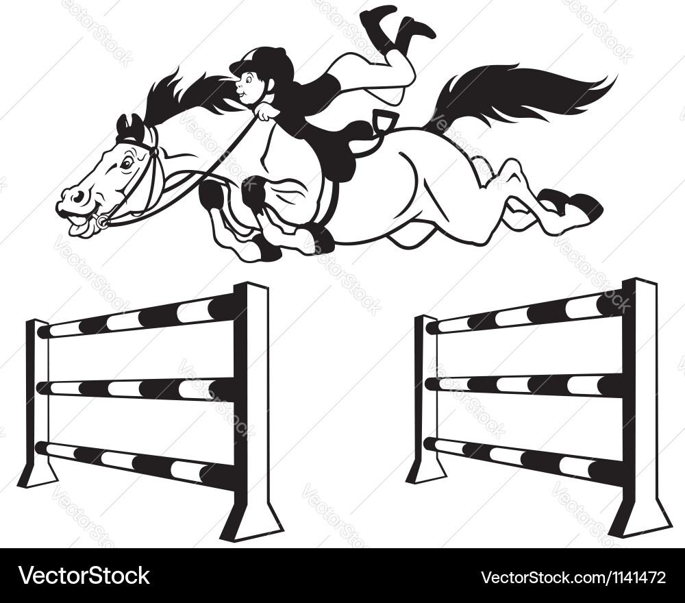 Child Jumping Horse Vector Image