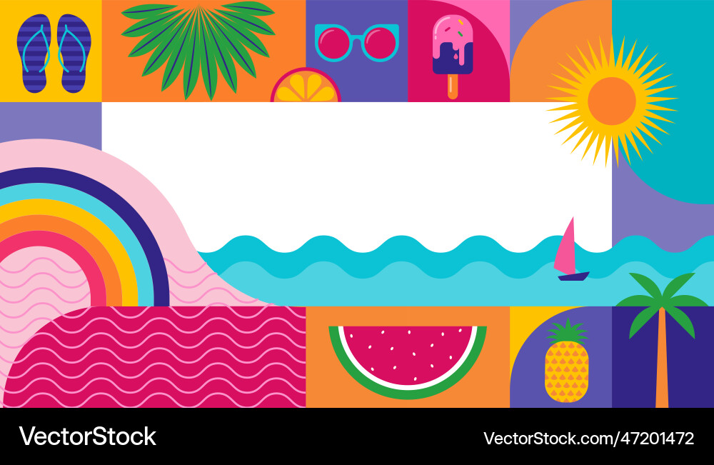 Colorful geometric summer background poster Colorful geometric summer background poster vector image
