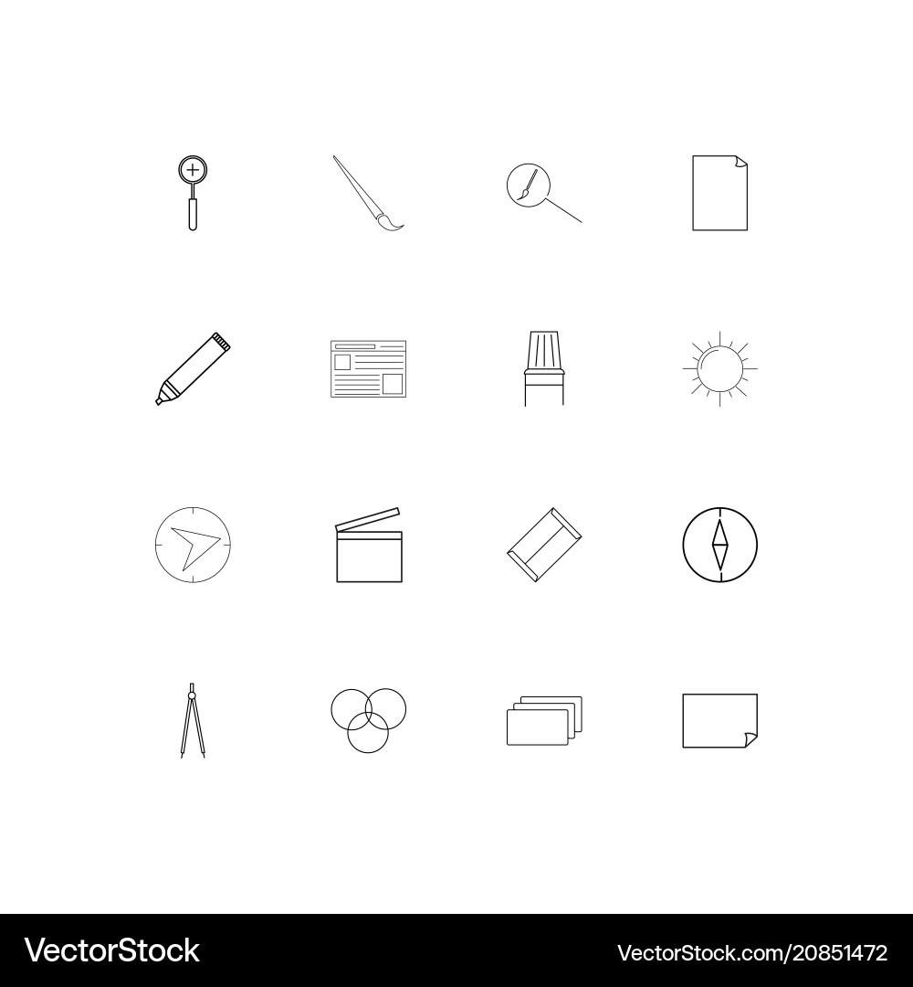 Creative process and design linear thin icons set vector image
