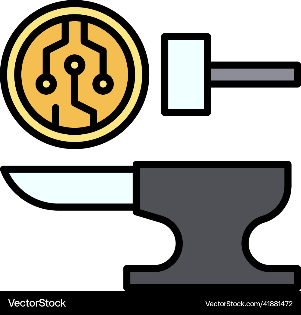 Crypto Anvil - Blockchain Icon vector image