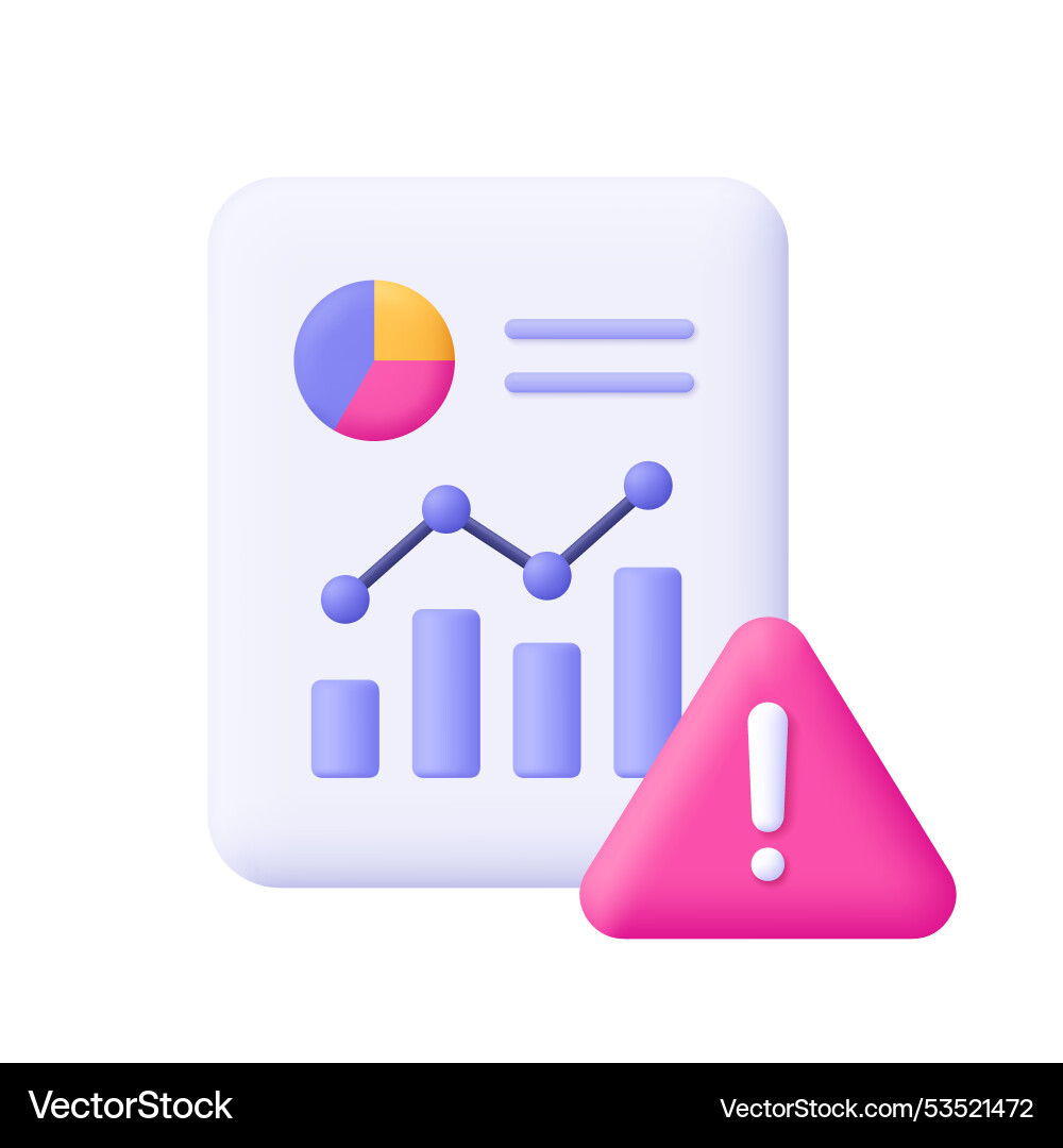 Document with chart graph diagram and warning vector image