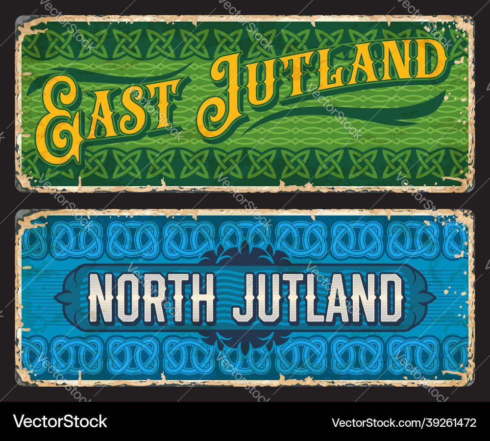 East and north jutland denmark grunge plates East and north jutland denmark grunge plates vector image