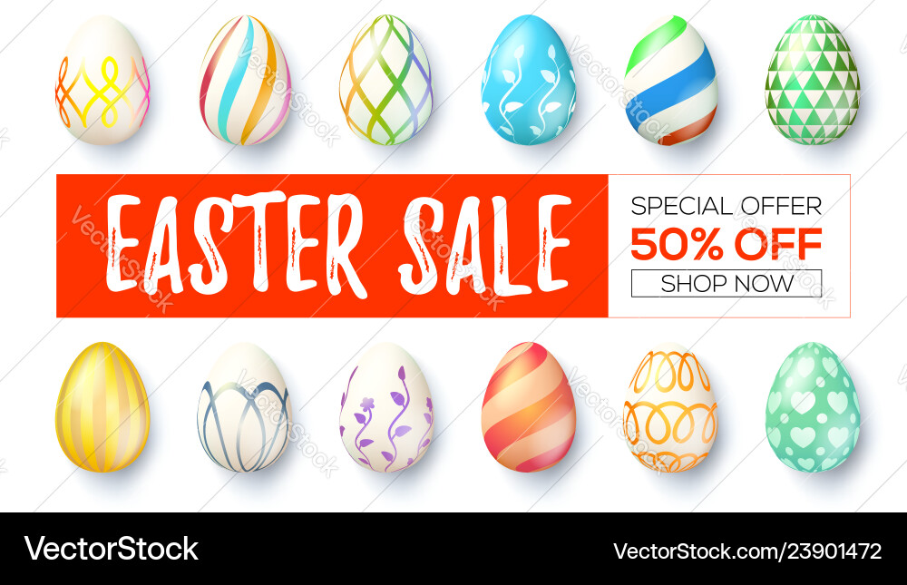 Easter sale ad banner with design of handwritten Easter sale ad banner with design of handwritten vector image
