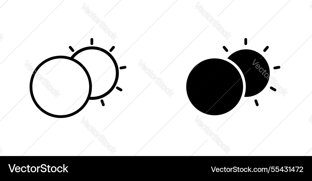 Eclipse icons set in filled and strokes on white Vector Image