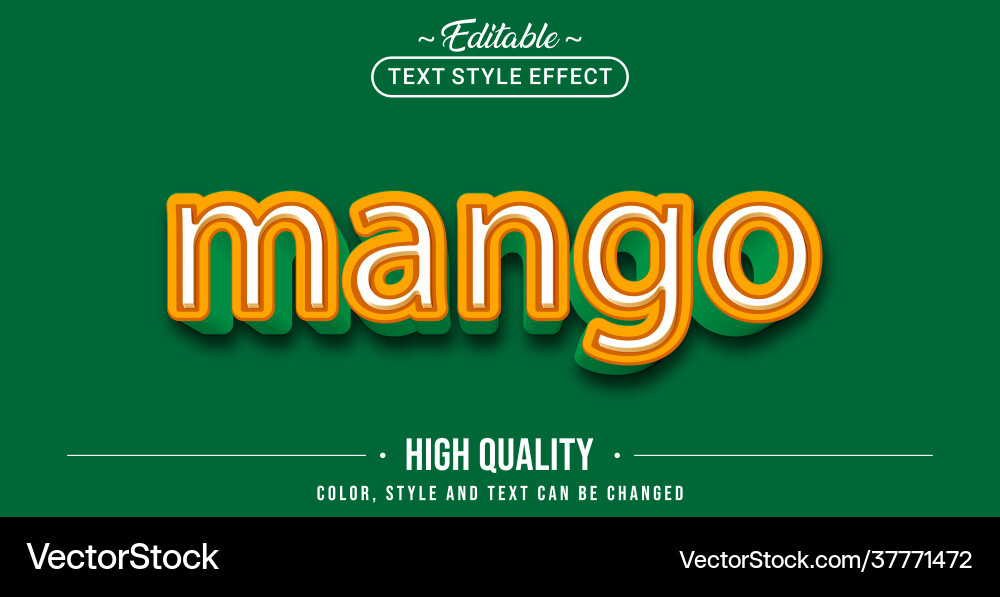 Editable text style effect - mango vector image