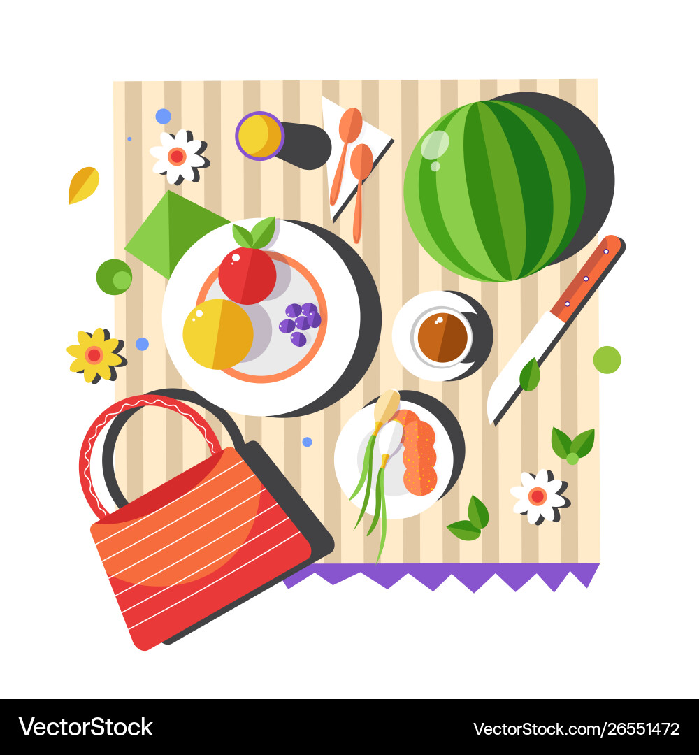 Essen auf Decke Sommer Picknick Gemüse Essen auf Decke Sommer Picknick Gemüse vektorbild