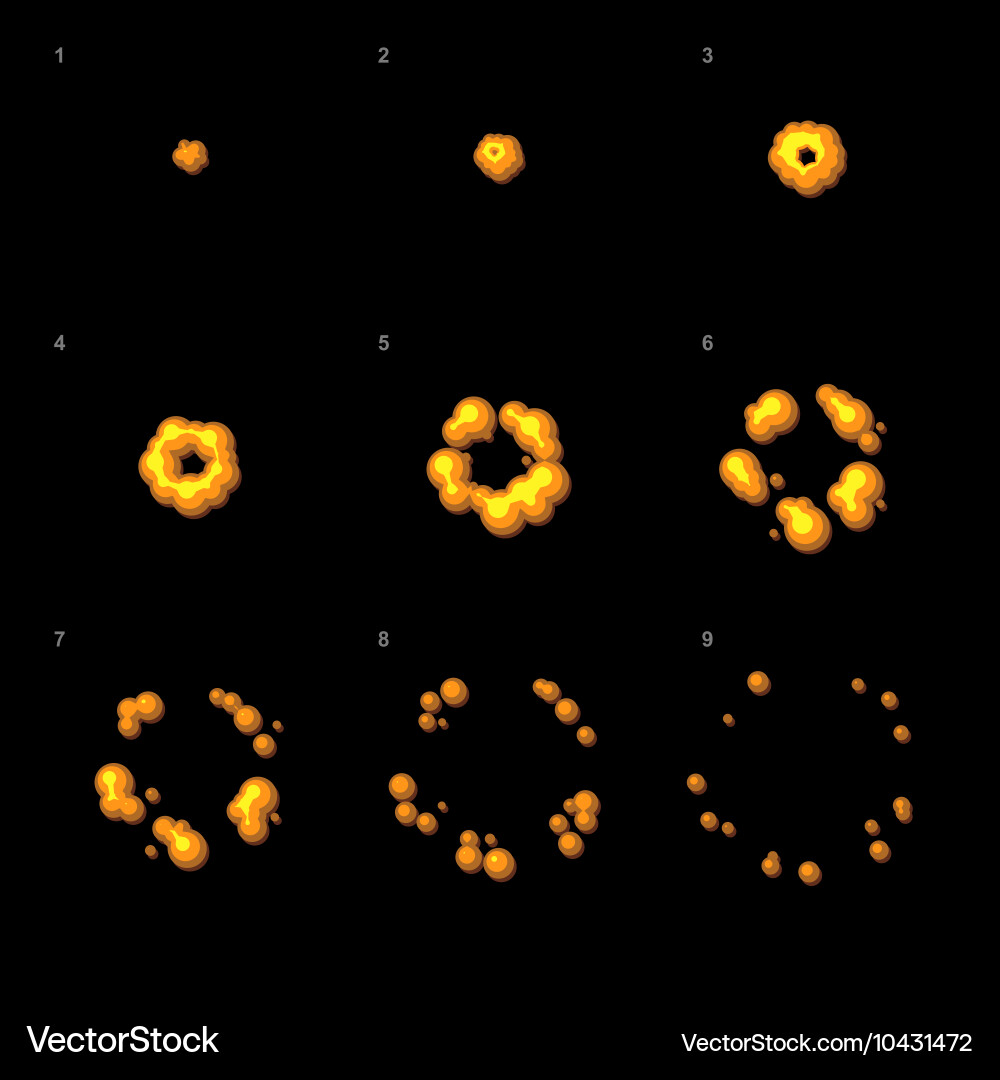 Explode animation sequence cartoon explosion vector image