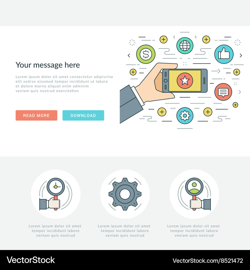 Flat line business concept web site header vector image