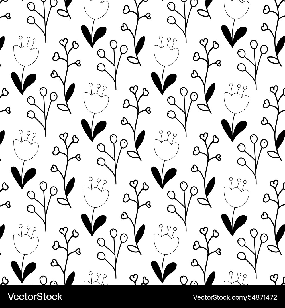 Floral seamless patterns meadow plants leaves Floral seamless patterns meadow plants leaves Vector Image