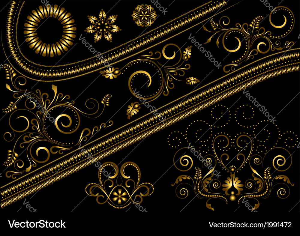 Gold border with pattern and details for design vector image