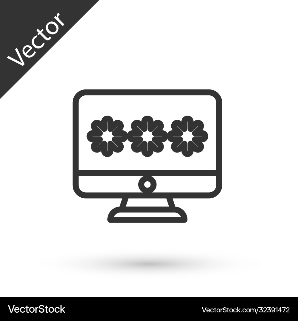 Grey line monitor with password notification icon Grey line monitor with password notification icon vector image