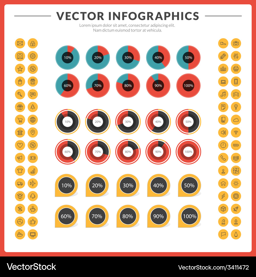 Infographics and design elements with icon set vector image
