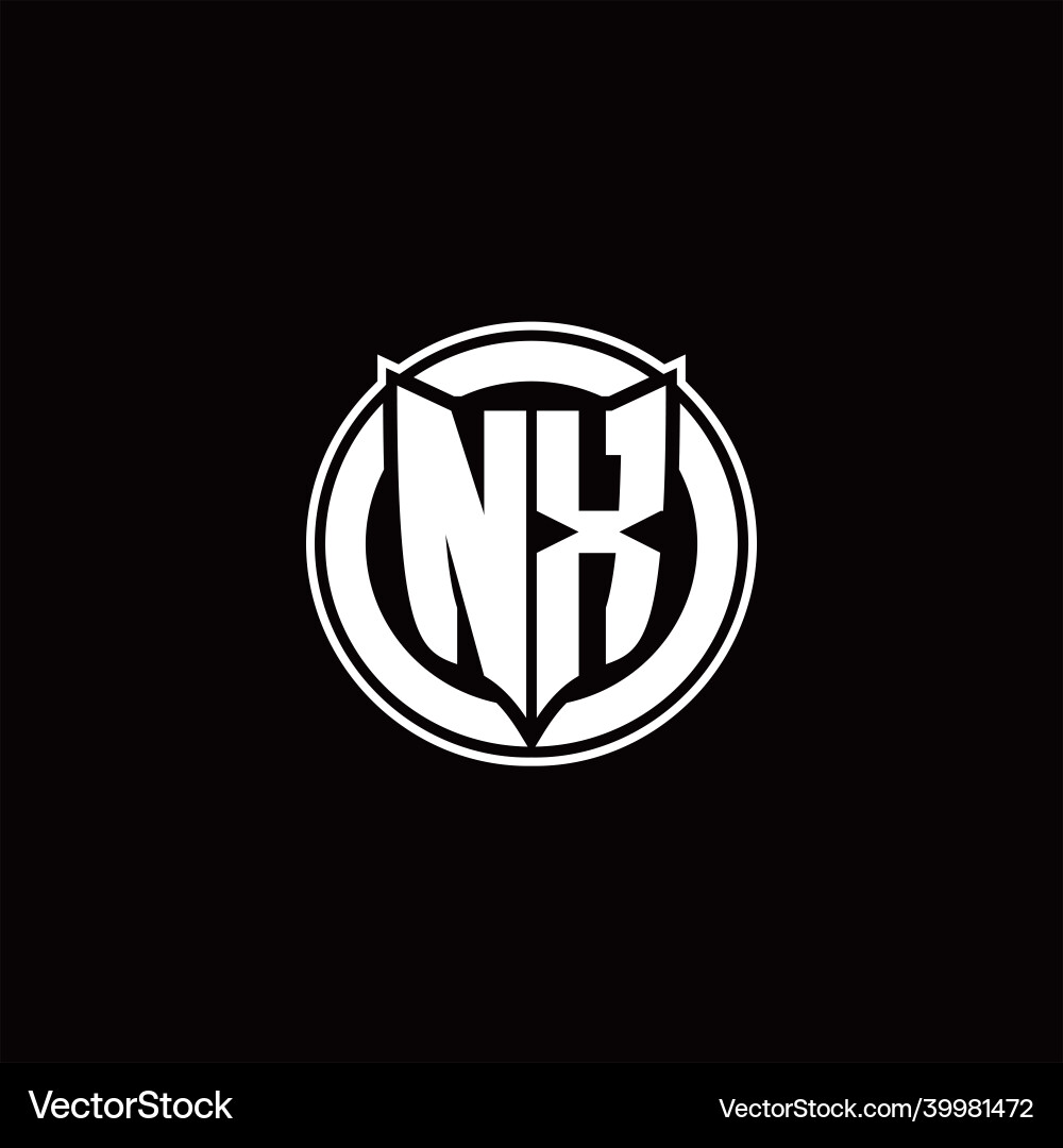 Nx logo monogram with shield and circluar shape vector image