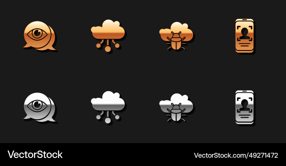 Set eye scan internet of things system bug vector image