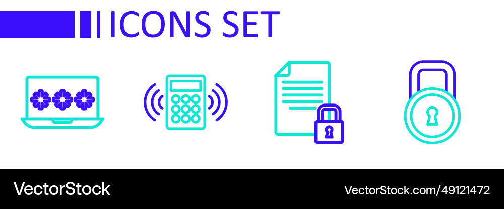 Set line lock document and security keypad Set line lock document and security keypad vector image