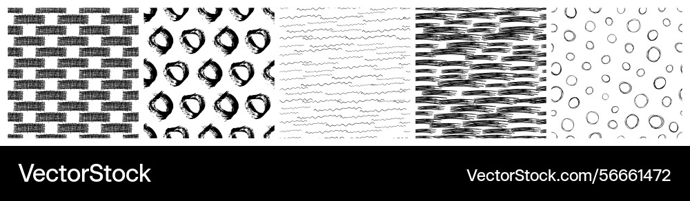 Set of seamless patterns with scribble smears Set of seamless patterns with scribble smears vector image