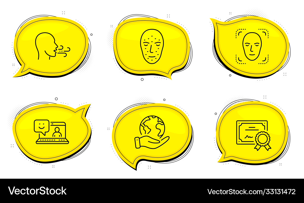 Smile face detection and breathing exercise icons Smile face detection and breathing exercise icons vector image