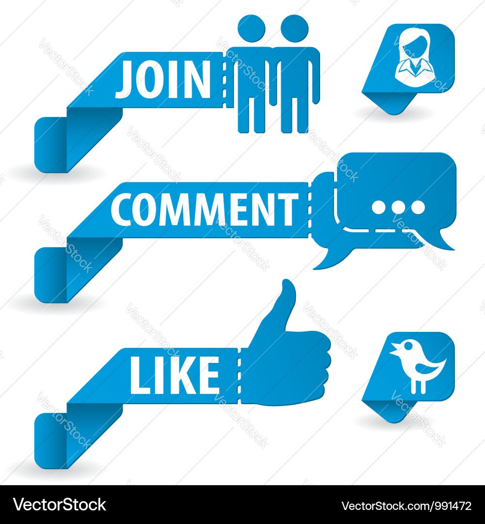 Social Media Icons - Like, Join, Bird vector image