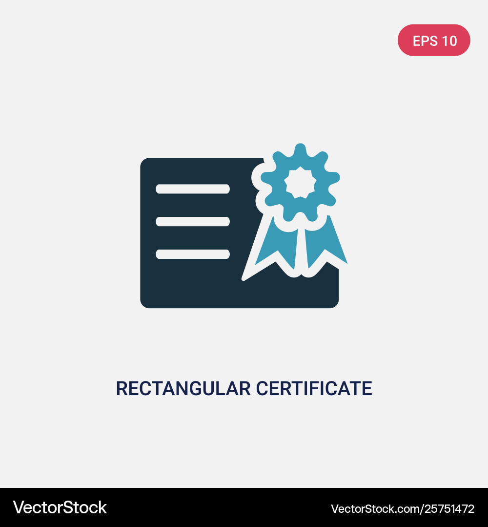 Two color rectangular certificate icon from user Vector Image