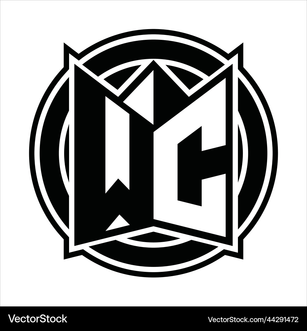 Wc logo monogram circle rounded design Vector Image