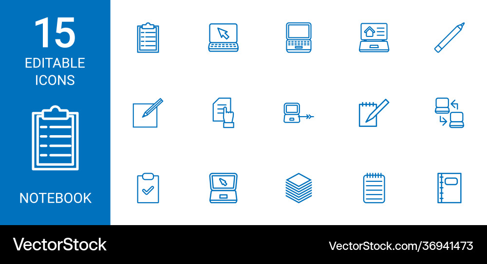 15 notebook icons Vector Image