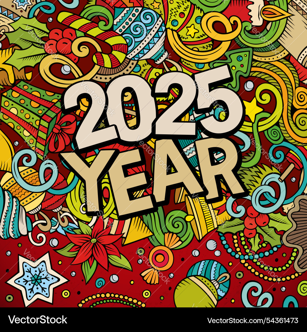 2025 doodles new year objects and elements design 2025 doodles new year objects and elements design vector image
